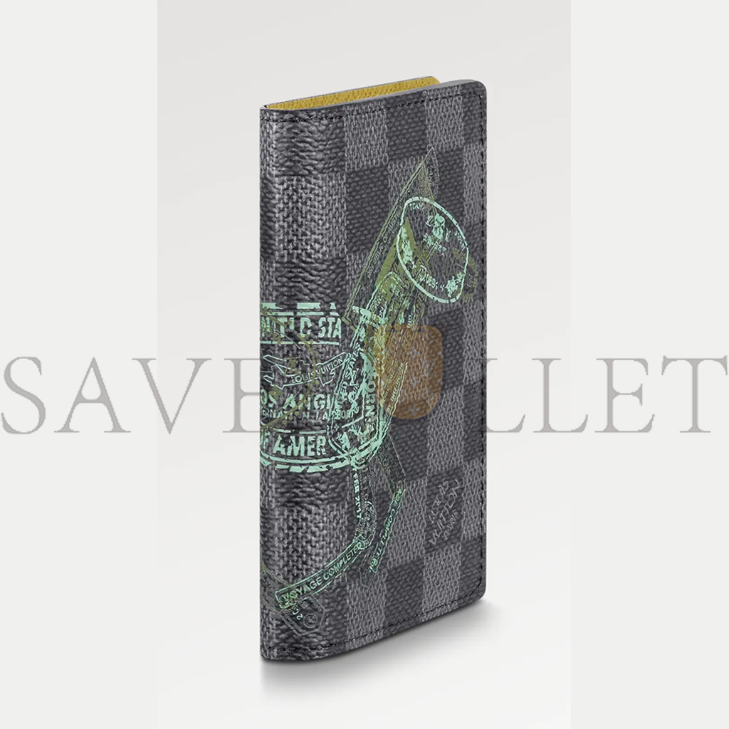 l**is V*t*n stamps animal damier graphite black grey pocket organizer wallet n64604 (11*8cm)